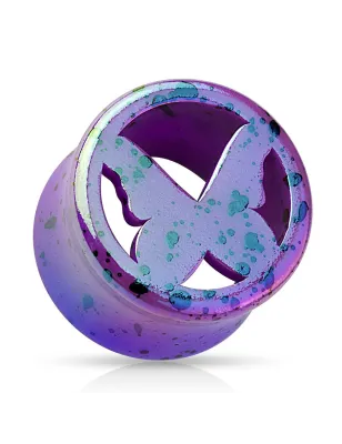 Piercing plug acrylique violet papillon