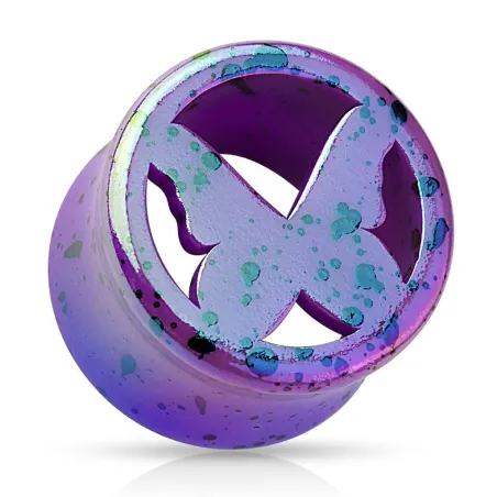 Piercing plug acrylique violet papillon