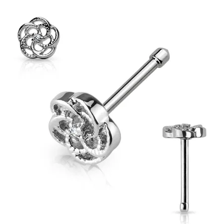 Piercing nez tige droite fleur avec strass