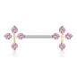 Piercing téton barbell croix gemmes roses