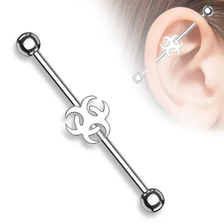 Piercing industriel biohazard argenté