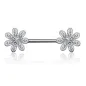 Piercing téton barbell acier fleurs