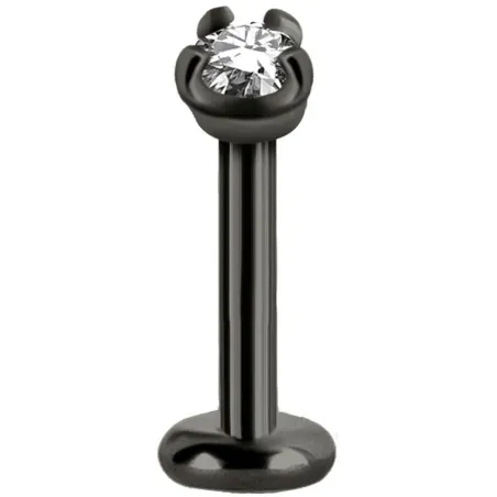 Piercing labret acier gunmetal serti de Swarovski Zirconia