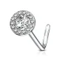 Piercing nez tige en L embout rond gemme blanc