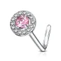 Piercing nez tige en L embout rond gemme rose