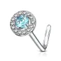 Piercing nez tige en L embout rond gemme turquoise