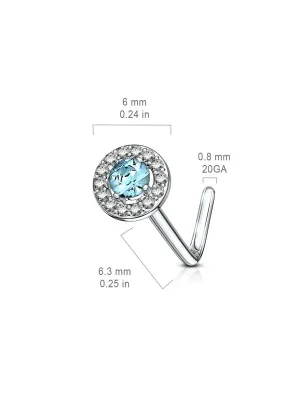 Piercing nez tige en L embout rond gemme turquoise