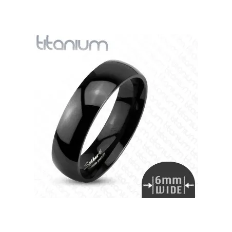 Bague Titane Solide Noire Finition Brillante - Bague homme et femme en titane