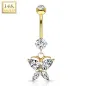 Piercing nombril Or 14 carats papillon