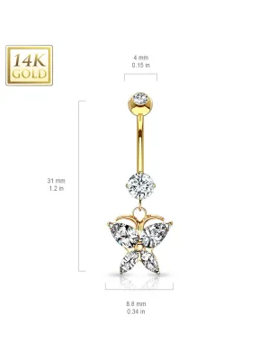 Piercing nombril Or 14 carats papillon