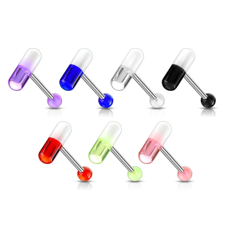 Piercing langue avec Pilule 2 Couleurs