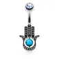 Piercing nombril turquoise main de fatma gemme turquoise