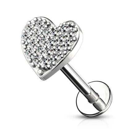 Piercing labret lèvre coeur pavé de strass