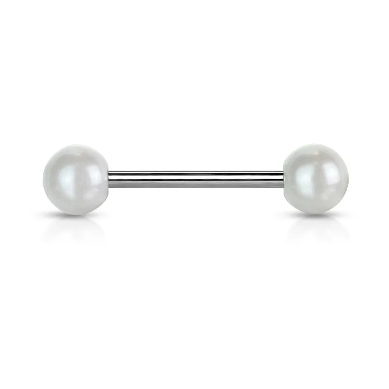 Piercing langue avec Boules acrylique Perlées