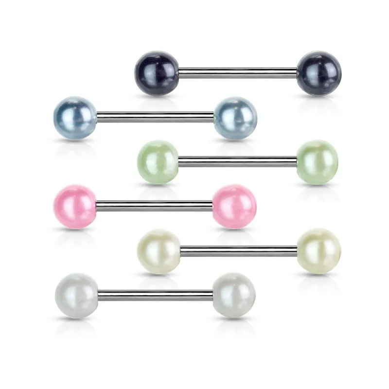 Piercing langue avec Boules Perle Acrylique - Bijou Piercing Langue