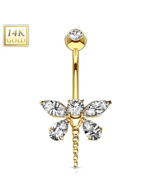 Piercing nombril Or 14 carats libellule