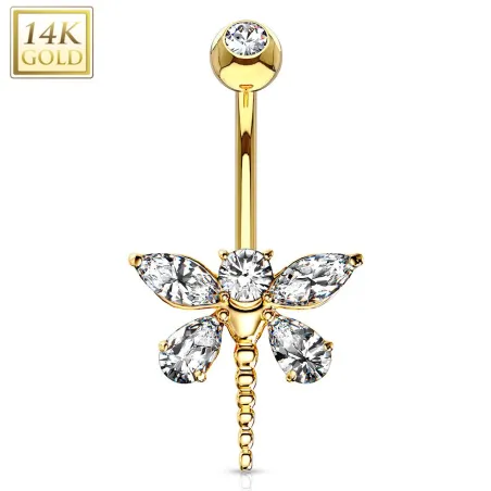 Piercing nombril Or 14 carats libellule