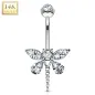 Piercing nombril Or blanc 14 carats libellule