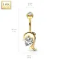 Piercing nombril Or jaune 14 carats Dauphin