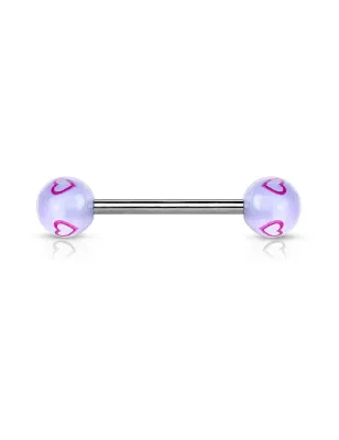 Piercing langue Boules acrylique Coeurs