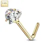 Piercing nez Or jaune 14 carats coeur blanc tige en L