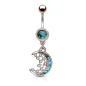 Piercing nombril croissant de lune nacre or rose