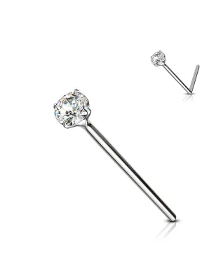 Piercing nez Argent Tige Pliable Strass Rond