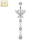 Piercing nombril Or blanc 14 carats papillon