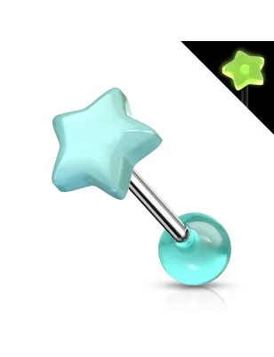 Piercing langue étoile glow in the dark