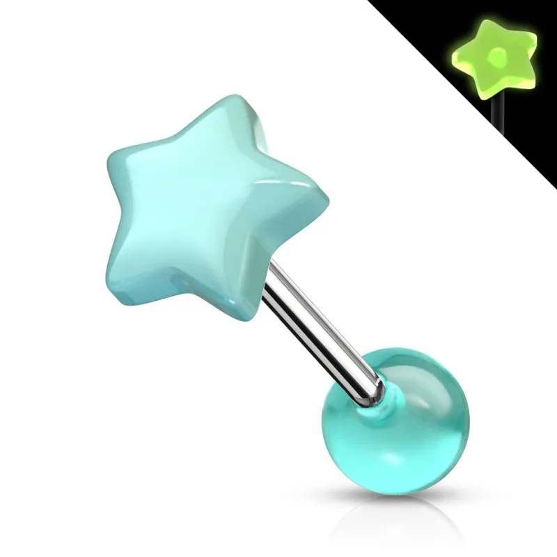 Piercing langue étoile glow in the dark