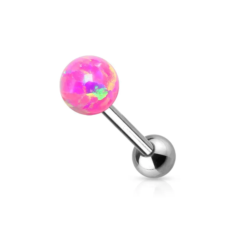 Piercing langue opale synthétique rose