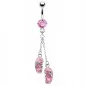 Piercing nombril double tongs rose