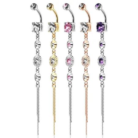 Piercing nombril gemmes ronds vintage