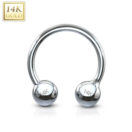 Piercing fer à cheval Or Blanc boules