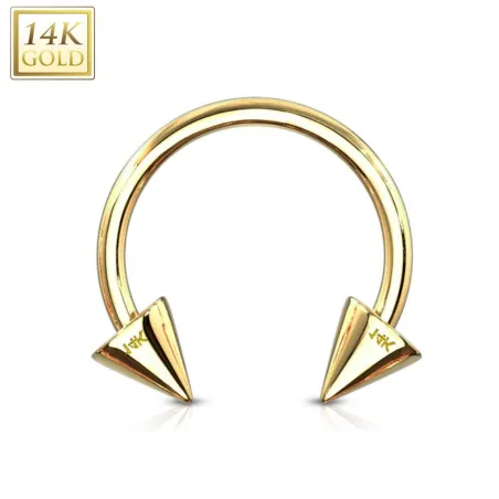 Piercing fer à cheval Or 14K avec Cônes