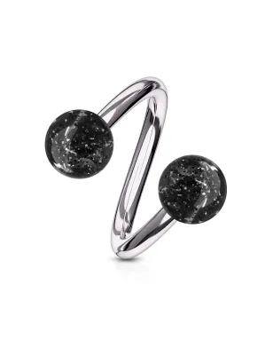 Piercing oreille spirale boules à paillettes