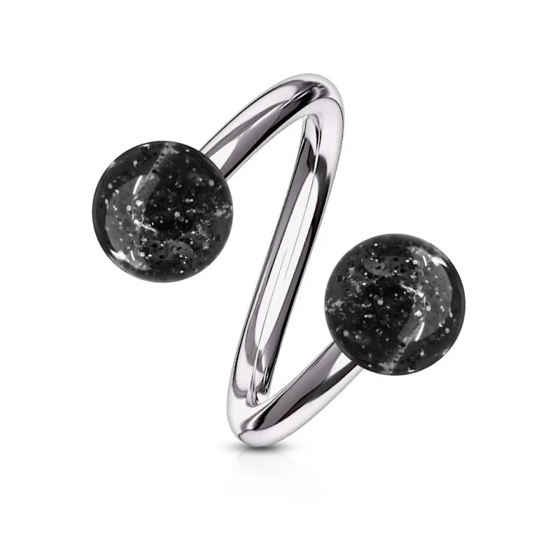 Piercing oreille spirale boules à paillettes