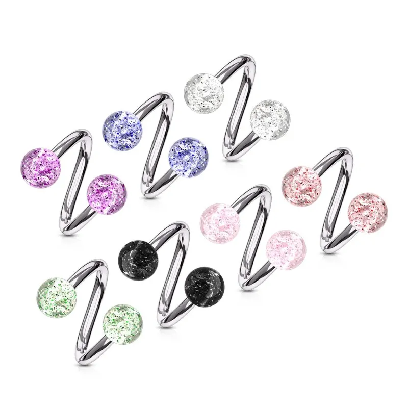 Piercing Spirale Boules Paillettes