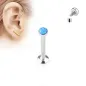 Piercing oreille labret vissage interne opale bleue