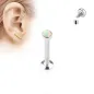 Piercing oreille labret vissage interne opale blanc