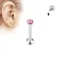 Piercing oreille labret vissage interne opale rose