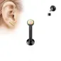 Piercing oreille labret noir vissage interne opale