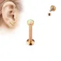 Piercing oreille labret or rose vissage interne opale