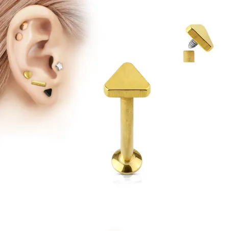 Piercing labret vissage interne triangle doré