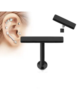 Piercing oreille labret vissage interne barre noir