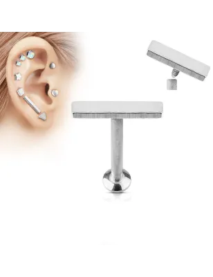 Piercing oreille labret vissage interne barre argenté