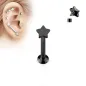 Piercing oreille labret vissage interne étoile noire