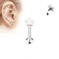 Piercing oreille labret vissage interne étoile argentée