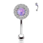 Piercing arcade acier opale violette gemmes