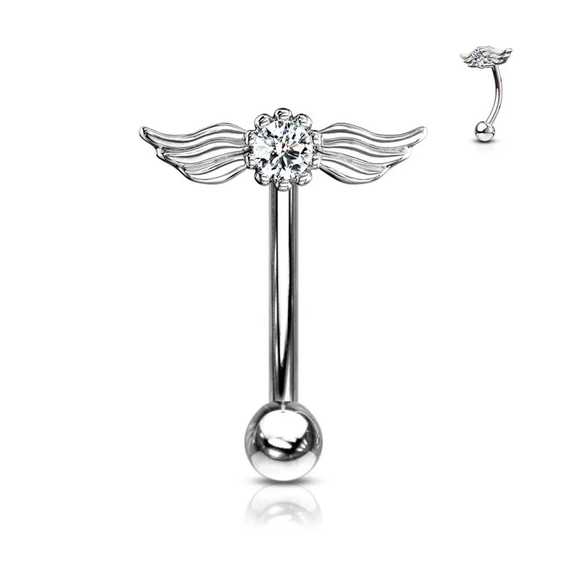 Piercing arcade acier ailes d'ange cristal